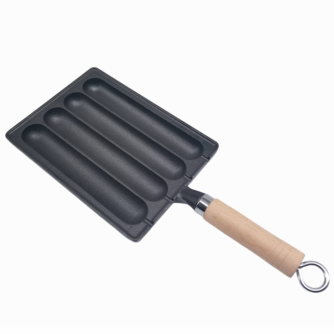 Cast Iron Breakfast Pan With Wood handle SR-KCQ