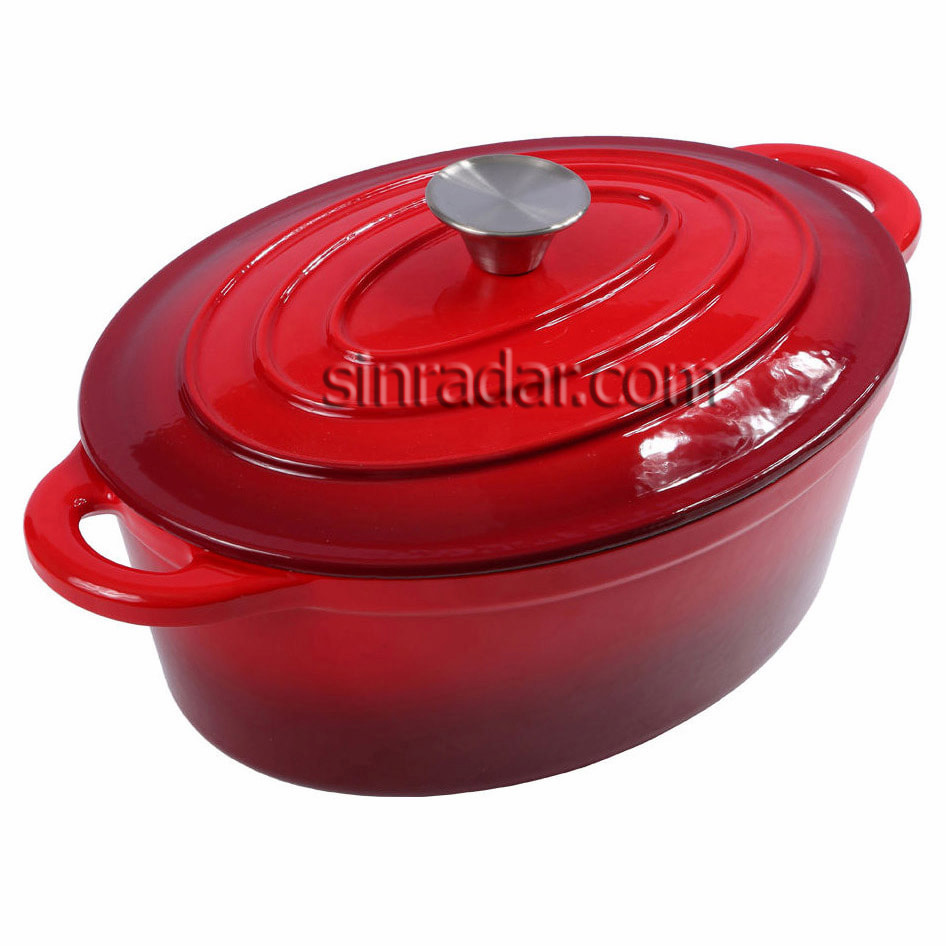 Sinradar Cast Iron Oval Dutch Oven  SR-KBR29