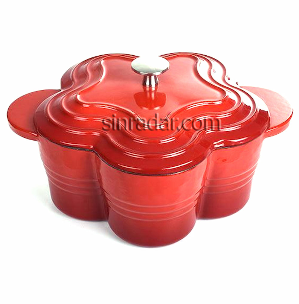 Sinradar Flower Shape Cast Iron Enamel Dutch Oven   SR-KH22