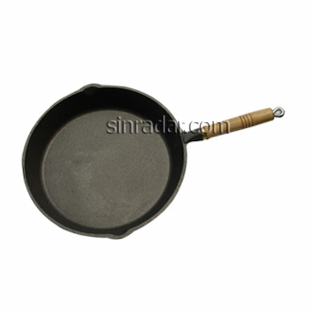 CAST IRON FRY PAN WITH WOOD HANDLE SR-98